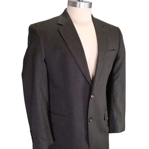 Jos A Bank Sport Coat Mens 41R Wool Gray Micro Plaid Lined Jacket Blazer - Picture 7 of 16